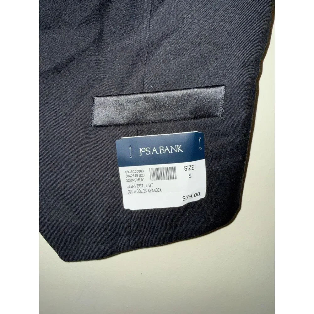NWT Jos. A. Bank Men’s Tailored Fit Wool Blend Suit Vest Black Size S